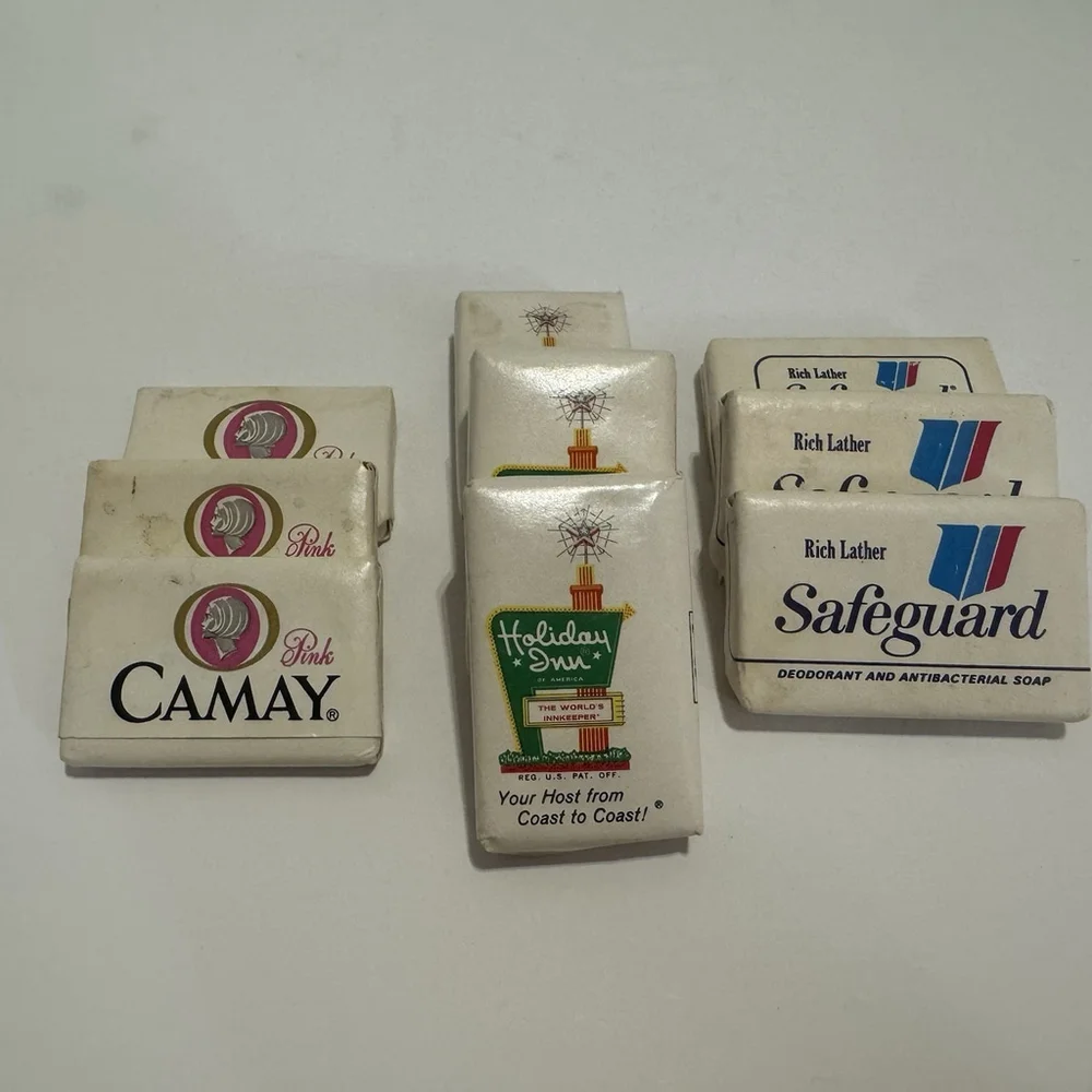 Vtg Set Of 9 Hotel Bar Soaps Holiday Inn/Camay/Safeguard 1970s